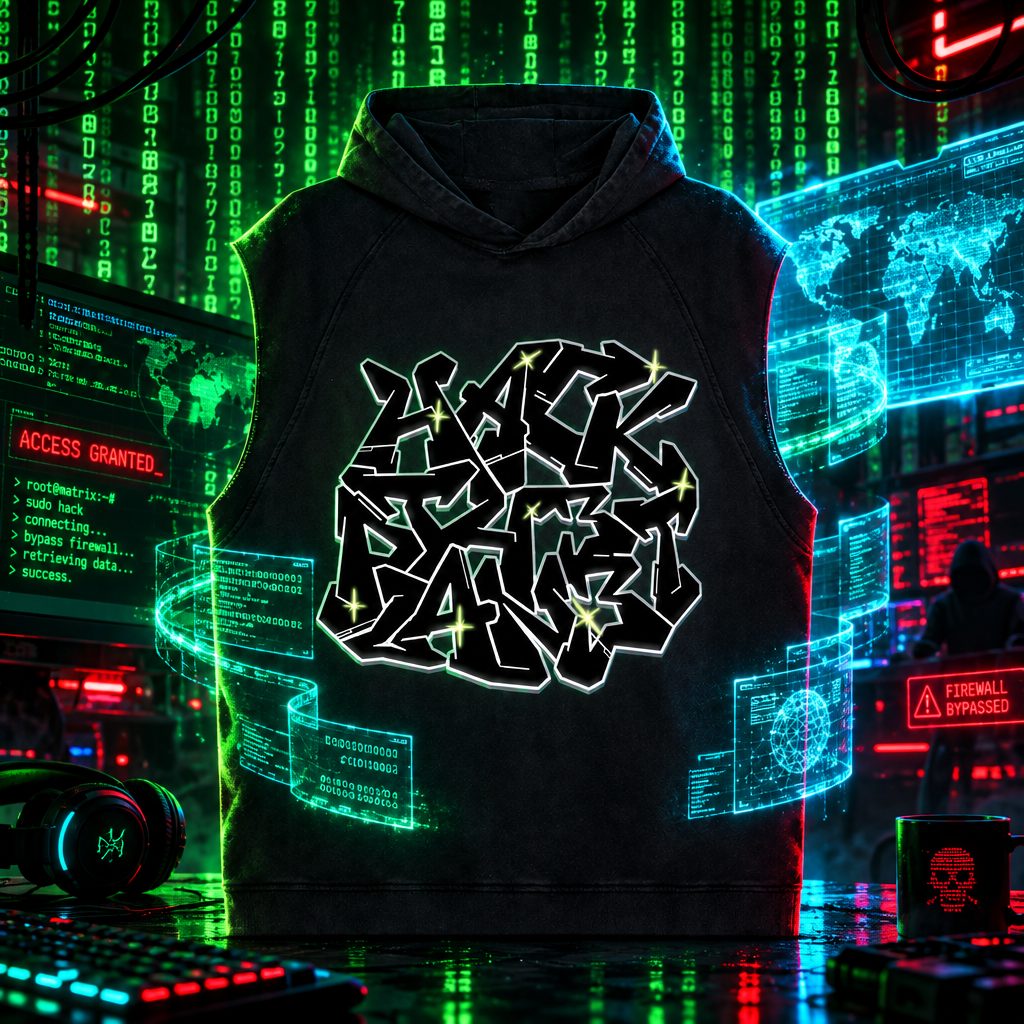 HACK TH3 PLAN3T Snow Washed Sleeveless Hoodie
